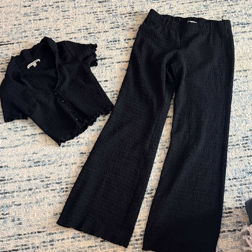 Elegant Black Wide Leg Pants & Top Set